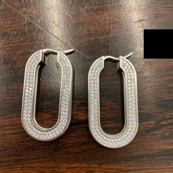 Celine Edwige Crystal Rhodium Hoops - Picture 3 of 8